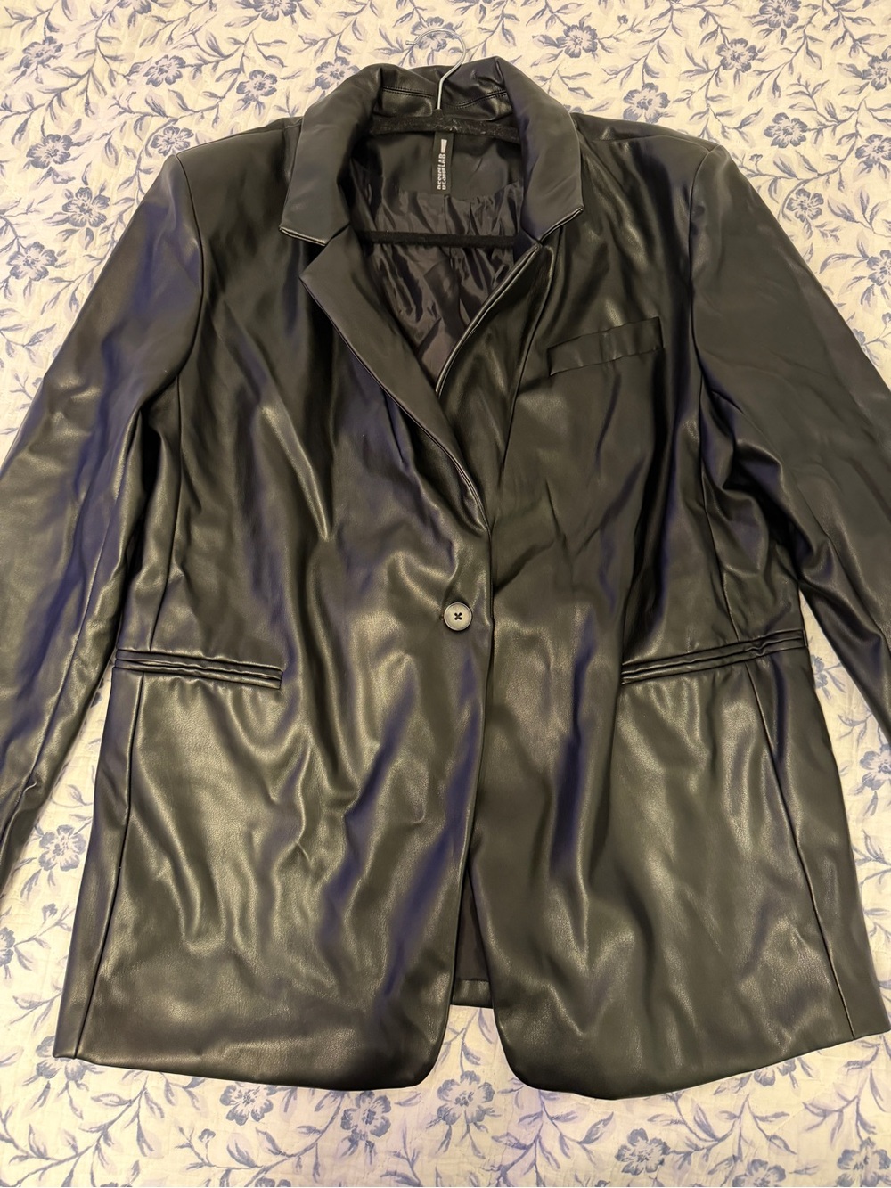 Design Lab Lord & Taylor Black Faux Leather Blazer